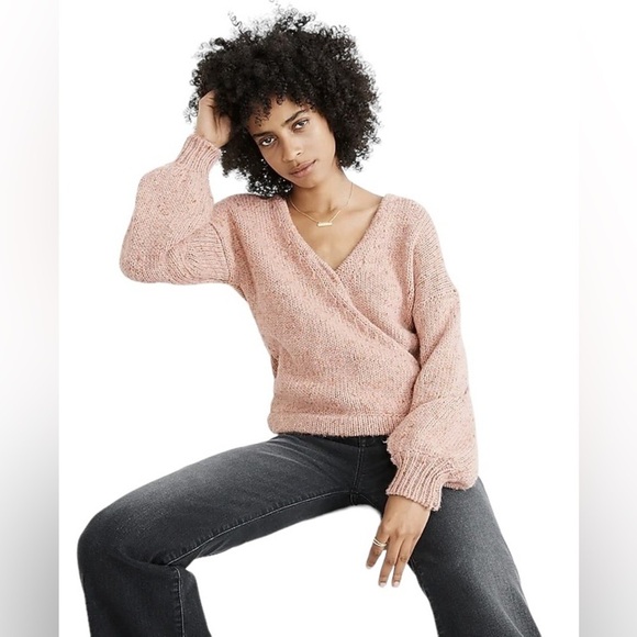 NWT Madewell Beresford Wrap Front Pullover
Sweater S Pink V Neck Balloon Sleeves - Picture 1 of 12